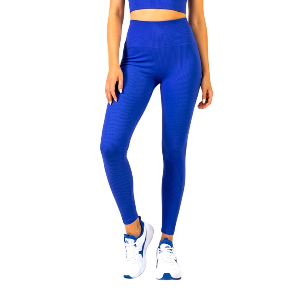 BEACH RIOT Ayla ribbed cobalt blue sparkle leggings size small #32